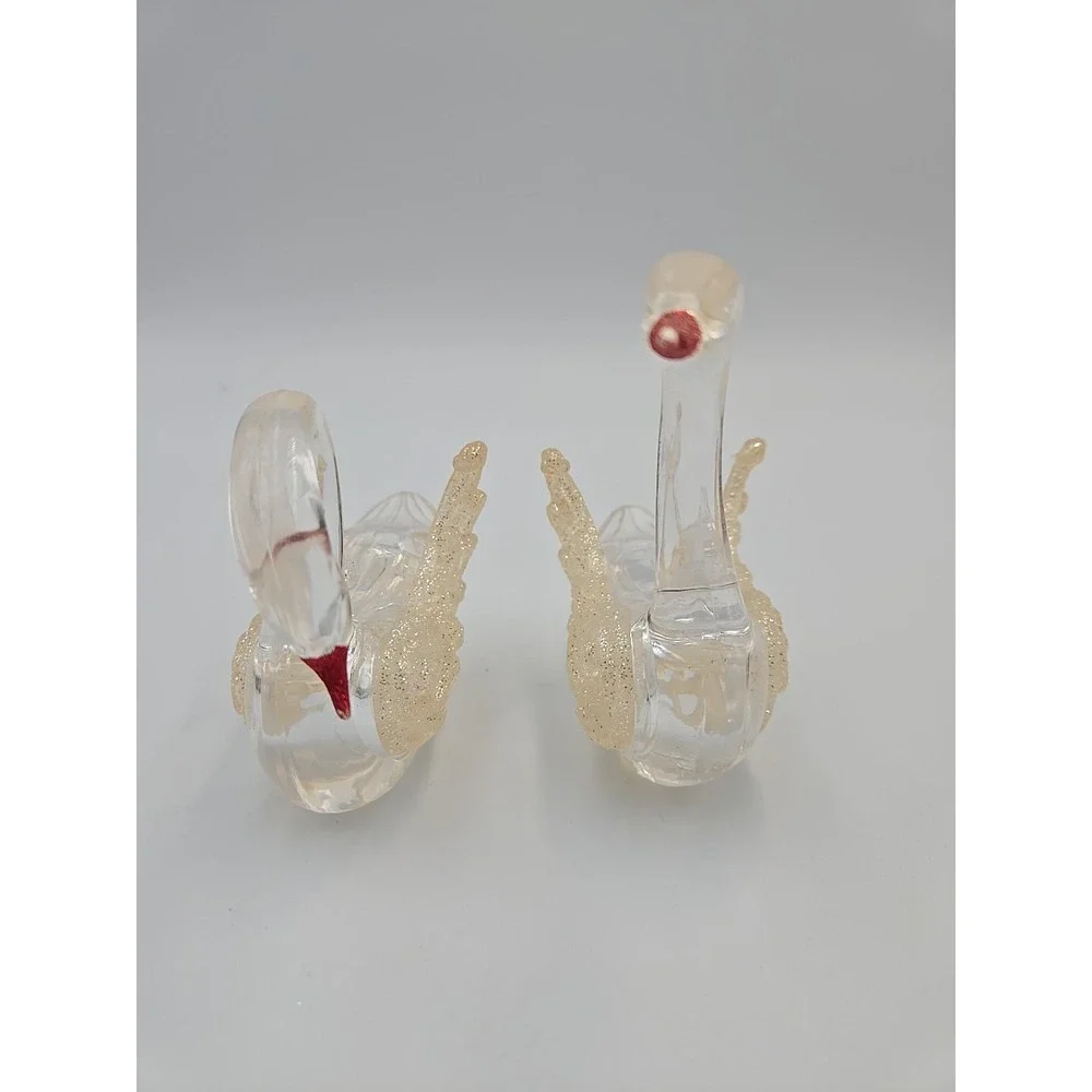 Vintage Miniature Plastic Swan Figurine Set Of 2 Swans Figurine‎ Ornament 3.5